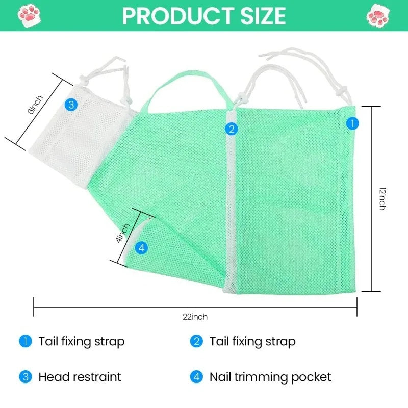 Cat Grooming Shower Bag Mesh Adjustable Multipurpose Pet Restraint Bag Prevent Scratching For Bathing Nail Trimming Anti-scratch