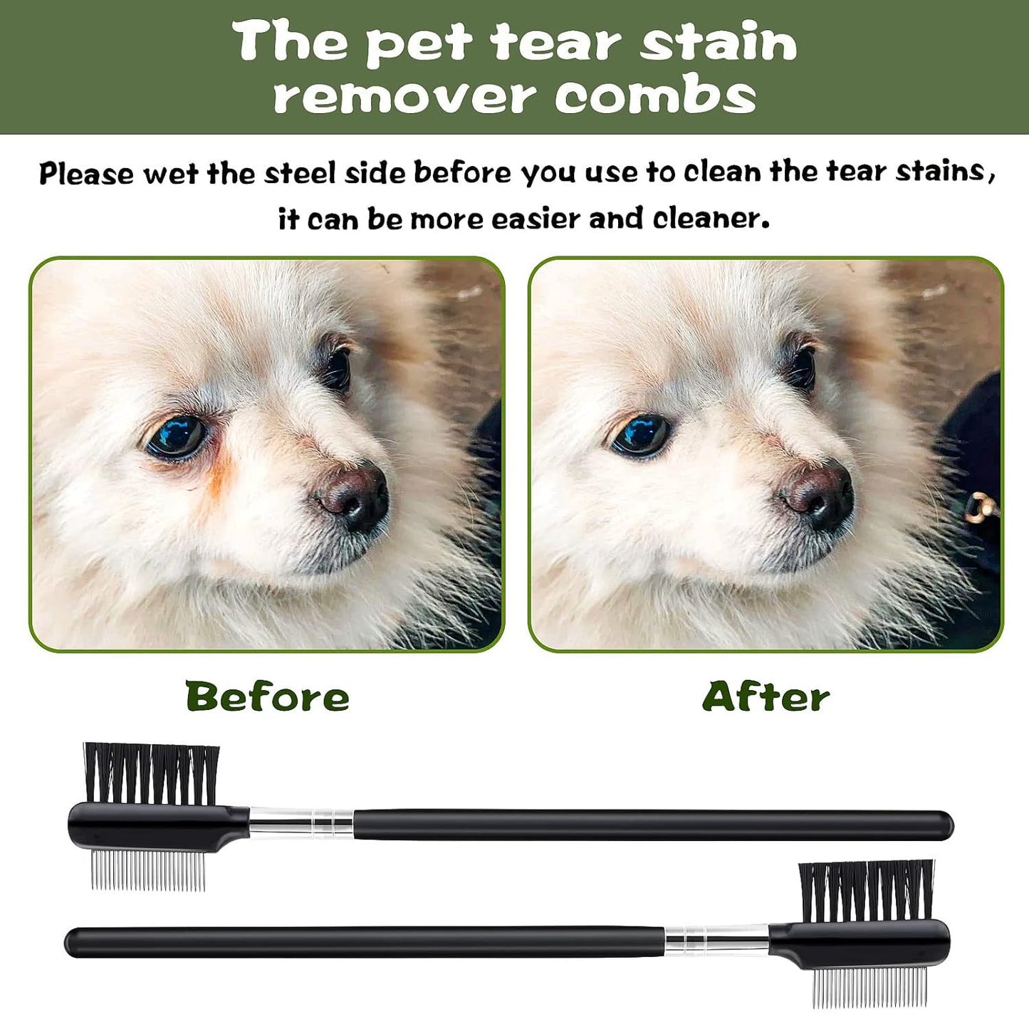 Dog Eye Comb Tear Stain Remover Comb Double-Head Tear Stain Comb For Small Dogs