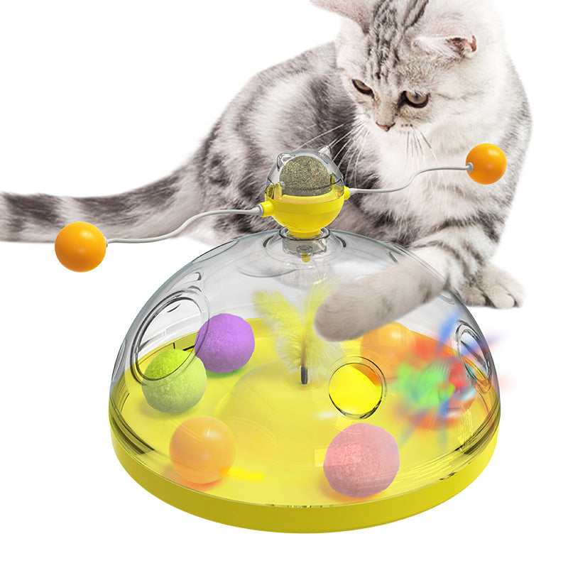 Meows Windmill Funny Cat Toys Interactive Multifunctional Turntable Pet Educational Toys With Catnip