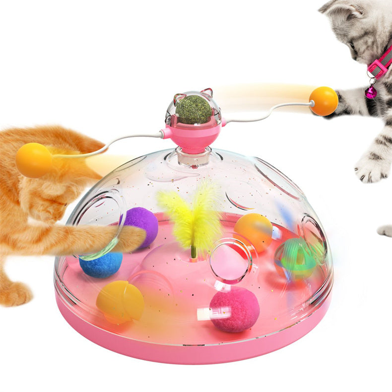 Meows Windmill Funny Cat Toys Interactive Multifunctional Turntable Pet Educational Toys With Catnip