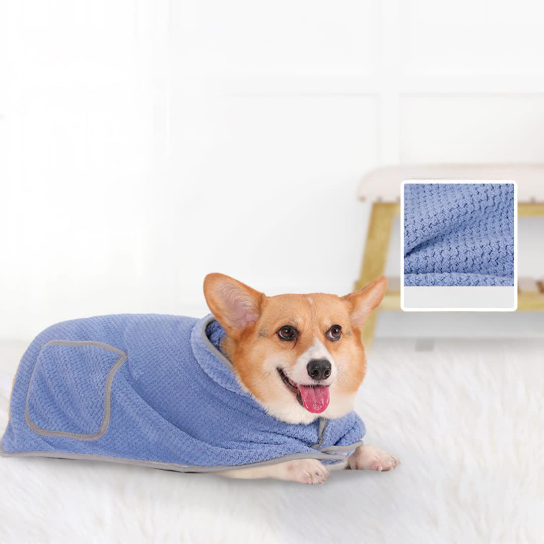 Soft Dog Bath Robe Towel With Adjustable Waistband