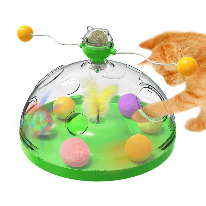 Meows Windmill Funny Cat Toys Interactive Multifunctional Turntable Pet Educational Toys With Catnip