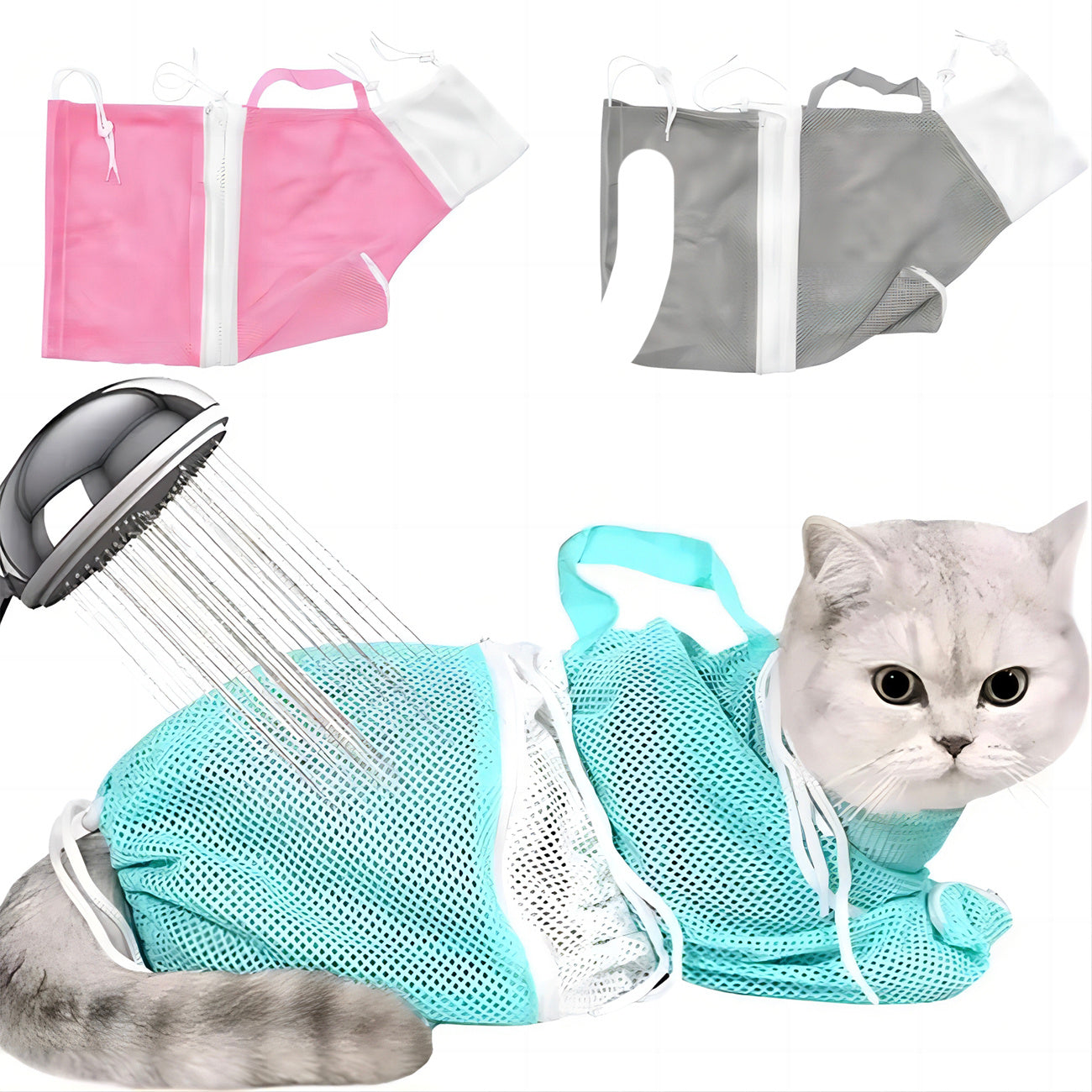 Cat Grooming Shower Bag Mesh Adjustable Multipurpose Pet Restraint Bag Prevent Scratching For Bathing Nail Trimming Anti-scratch