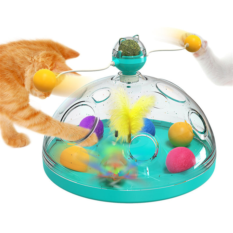 Meows Windmill Funny Cat Toys Interactive Multifunctional Turntable Pet Educational Toys With Catnip