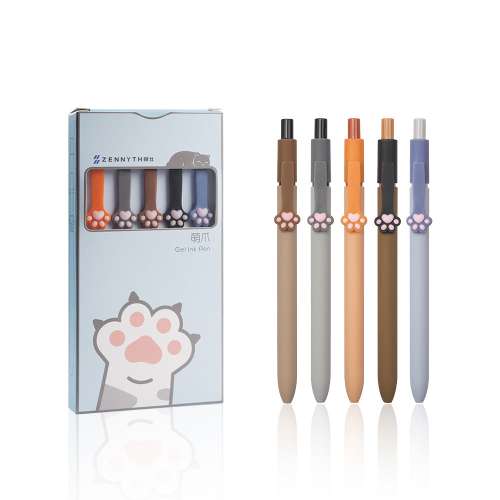 Cute Student Cat's Paw Pressing The Pen
