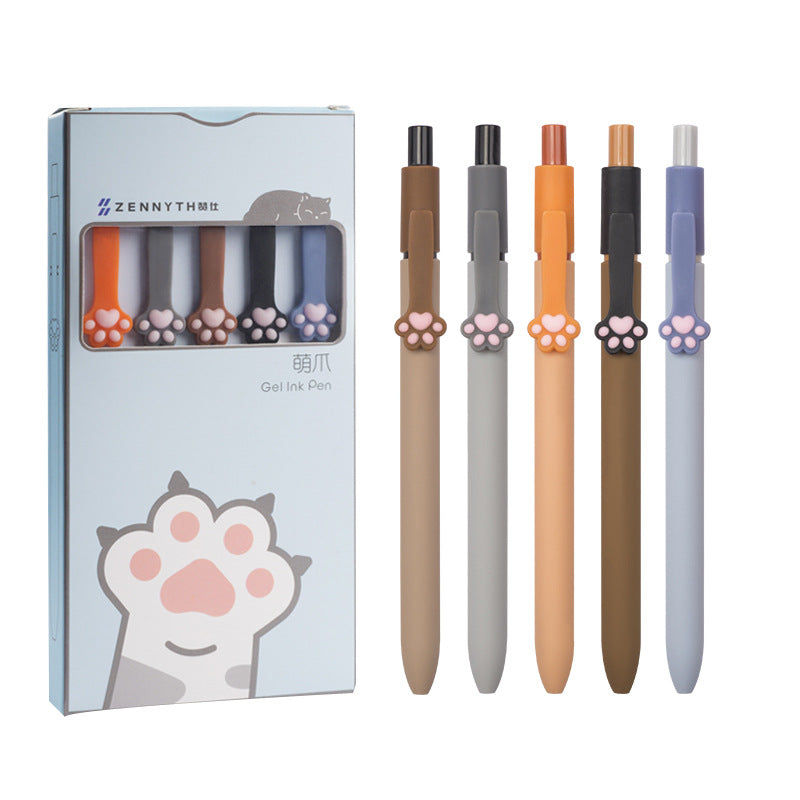 Cute Student Cat's Paw Pressing The Pen