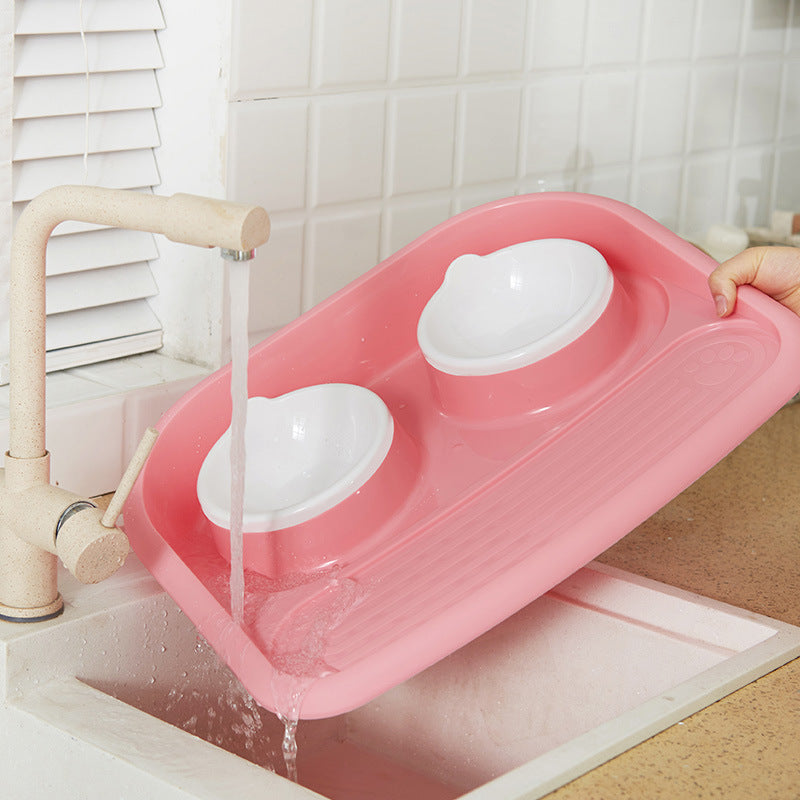 Environmental Pet Bowl Plastic Anti-skid Double Bowl