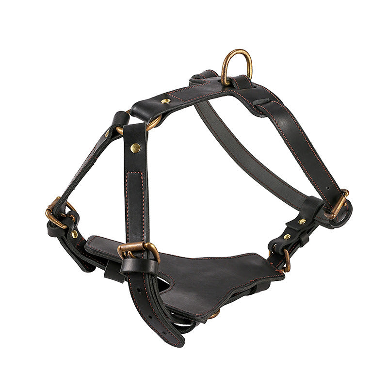 Cowhide Chest Back Dog Harness
