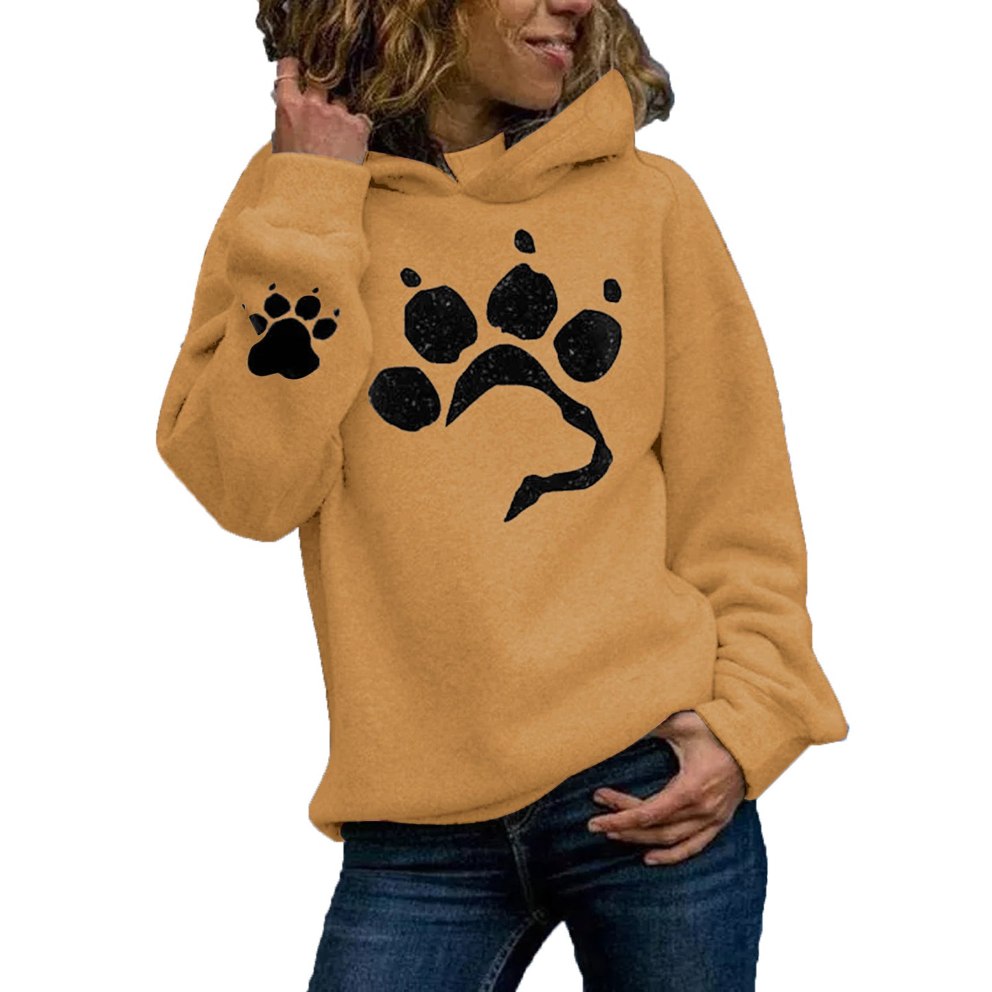 Printed cat paw casual sweater