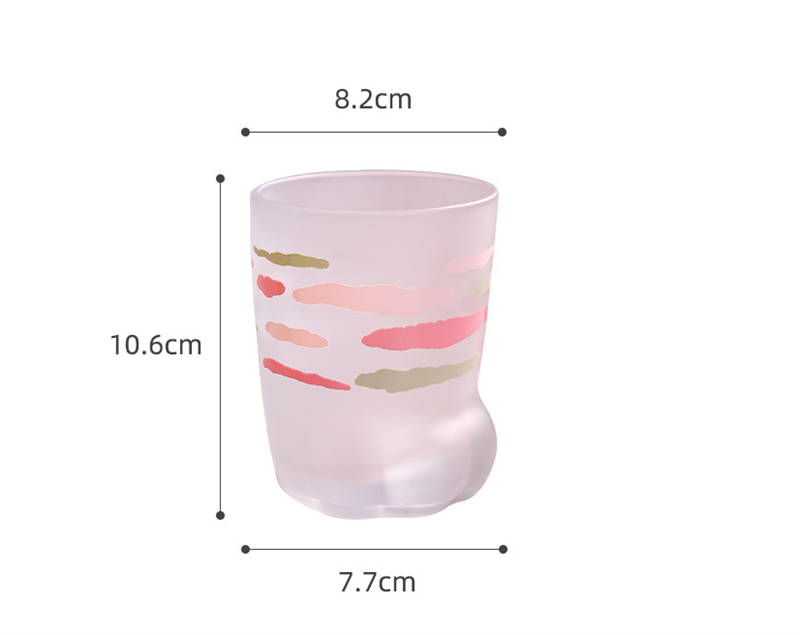 Frosted Glass Kitten Cat Paw Coffee Cup Mug Couples Water Bottle