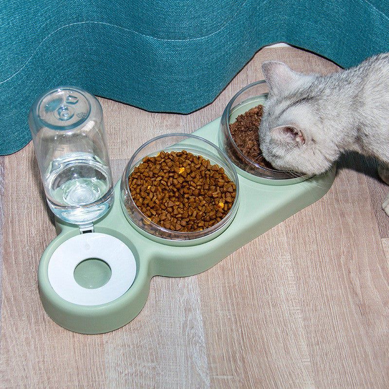 l Automatic Feeder Dog With Water Fountain Double Bowl Drinking Raised Stand