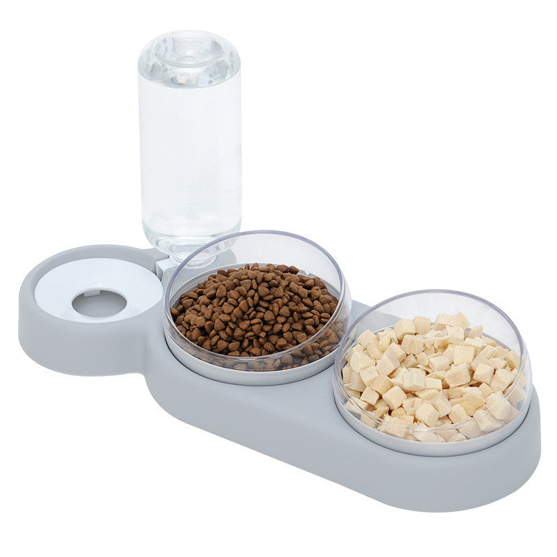 l Automatic Feeder Dog With Water Fountain Double Bowl Drinking Raised Stand