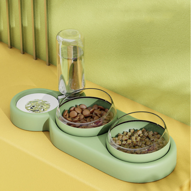 l Automatic Feeder Dog With Water Fountain Double Bowl Drinking Raised Stand
