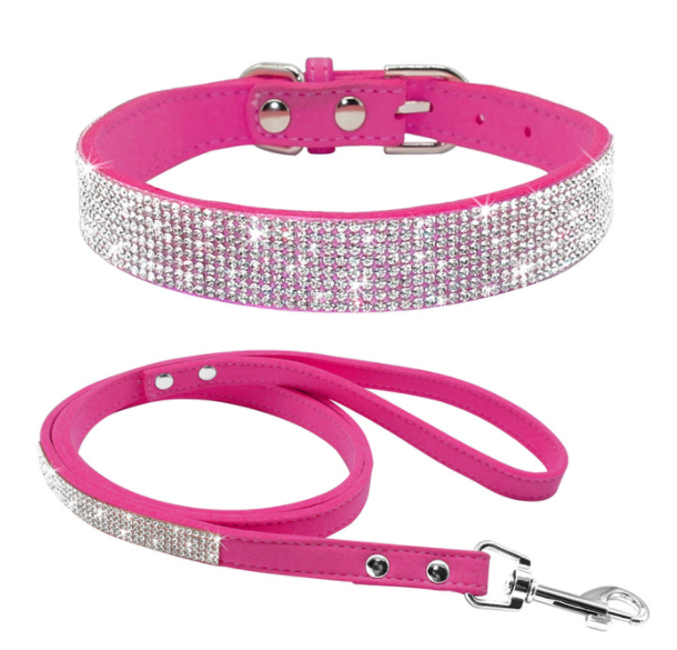 Rhinestone collar and leash set