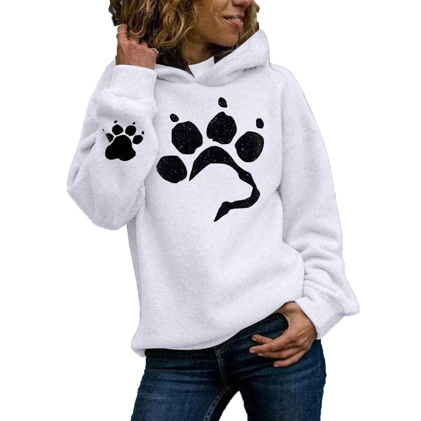 Printed cat paw casual sweater