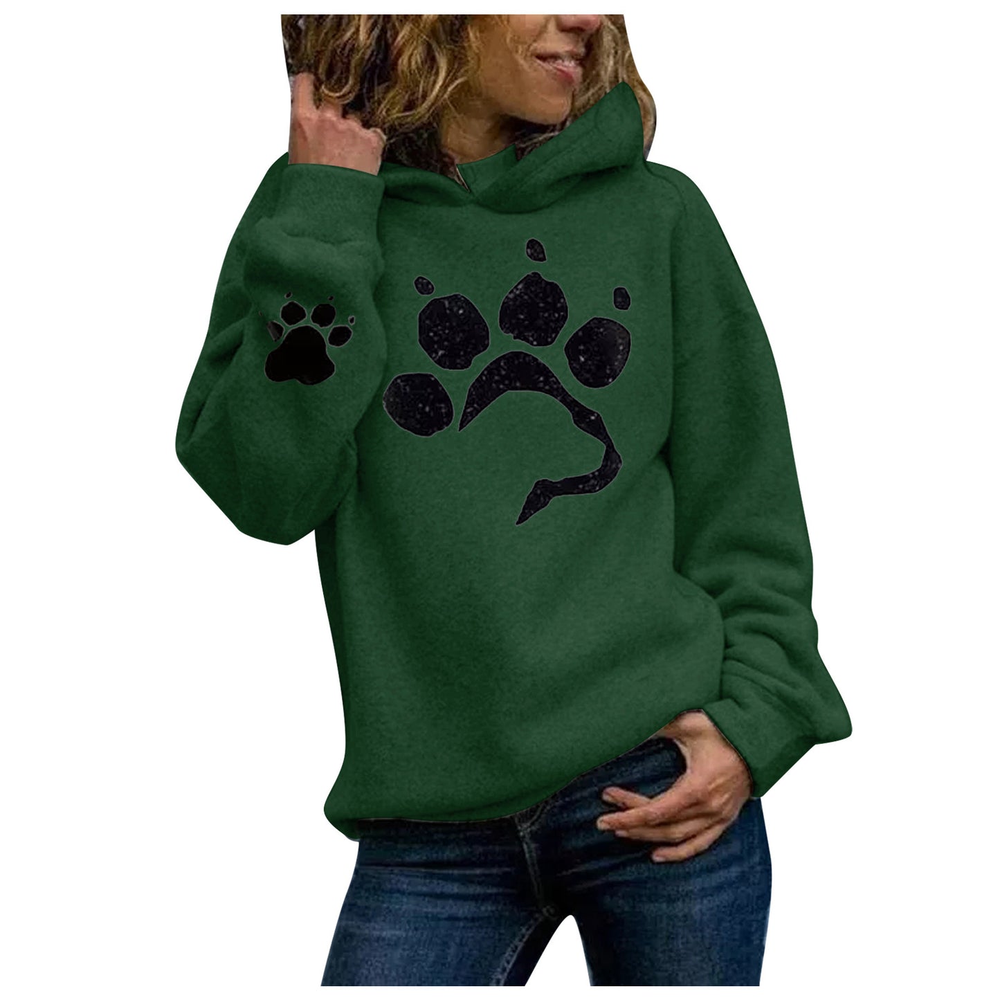 Printed cat paw casual sweater