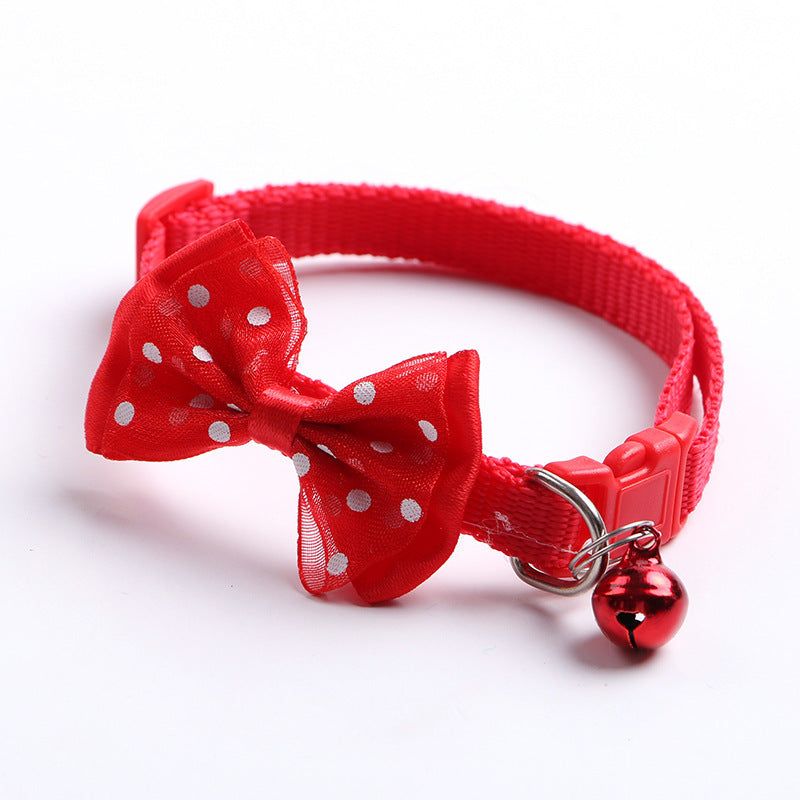 Adjustable bowknot cat bell nylon collar