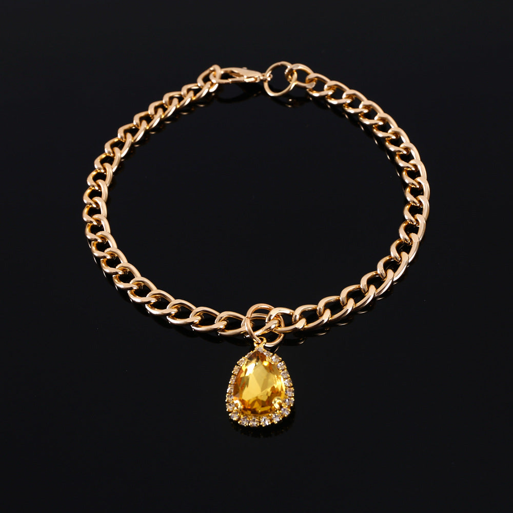 Metal Crystal Diamond Pendant Cat Collar
