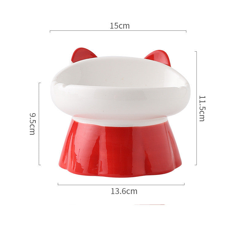 Raised Red Fire Cat High Footed Cat Bowl