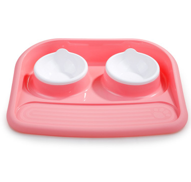 Environmental Pet Bowl Plastic Anti-skid Double Bowl