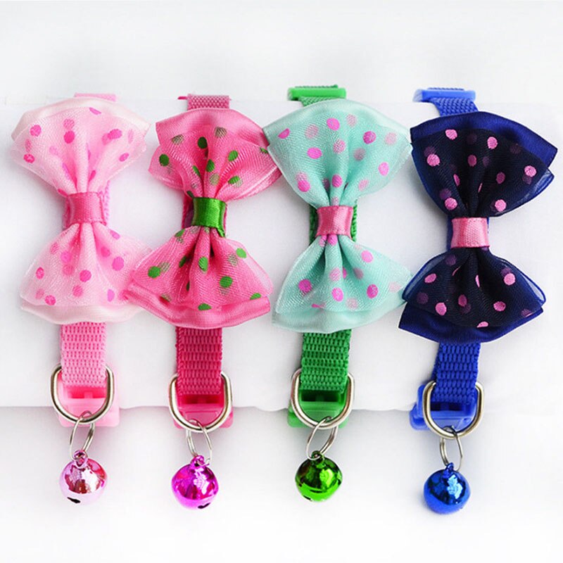 Adjustable bowknot cat bell nylon collar
