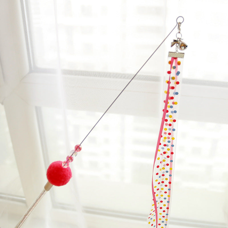 Long rod streamer ribbon cat pole