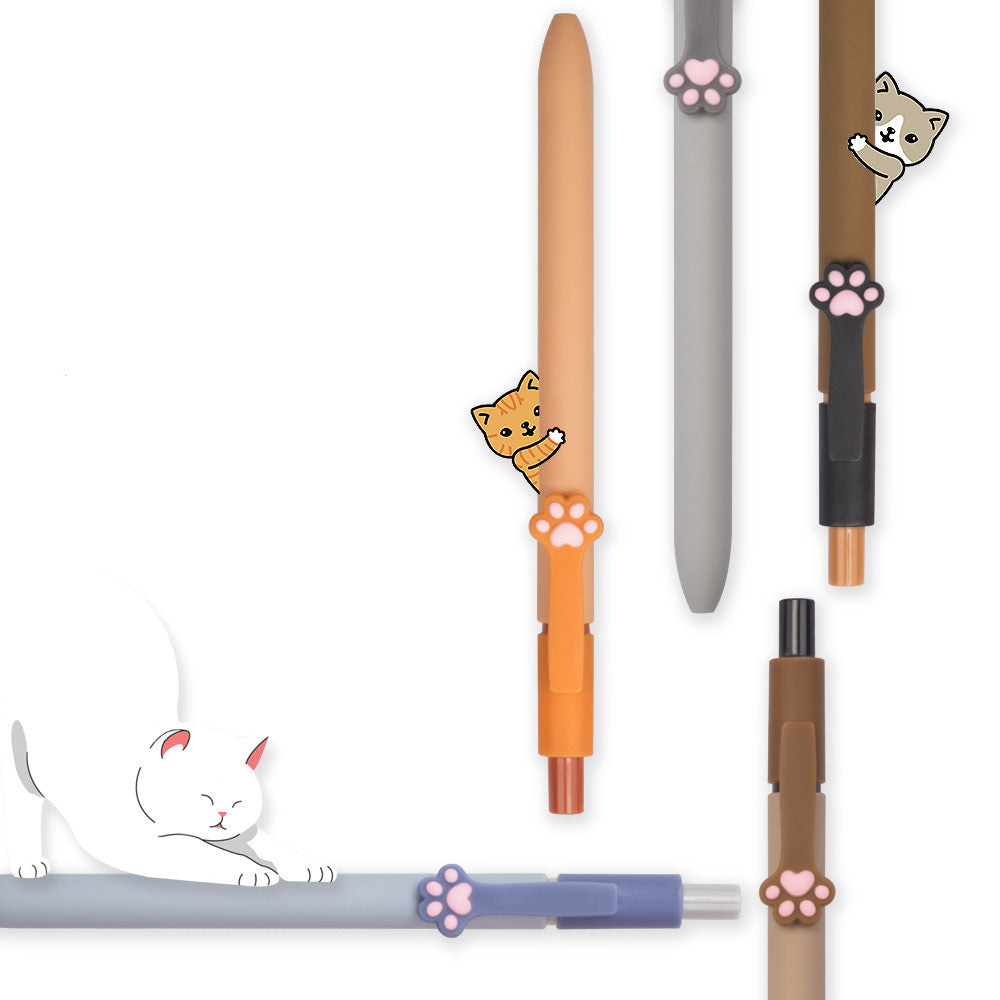Cute Student Cat's Paw Pressing The Pen