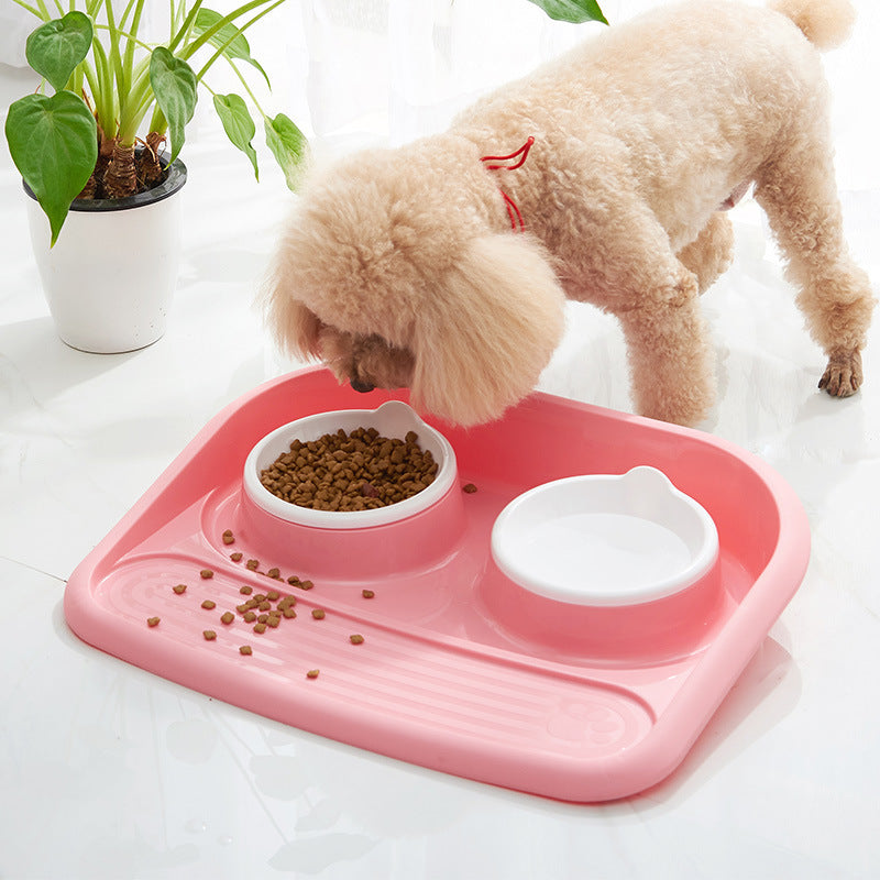 Environmental Pet Bowl Plastic Anti-skid Double Bowl