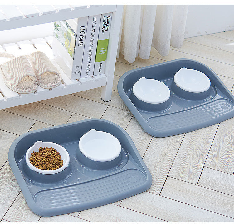 Environmental Pet Bowl Plastic Anti-skid Double Bowl