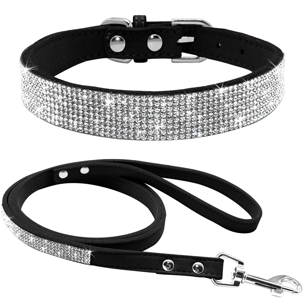 Rhinestone collar and leash set