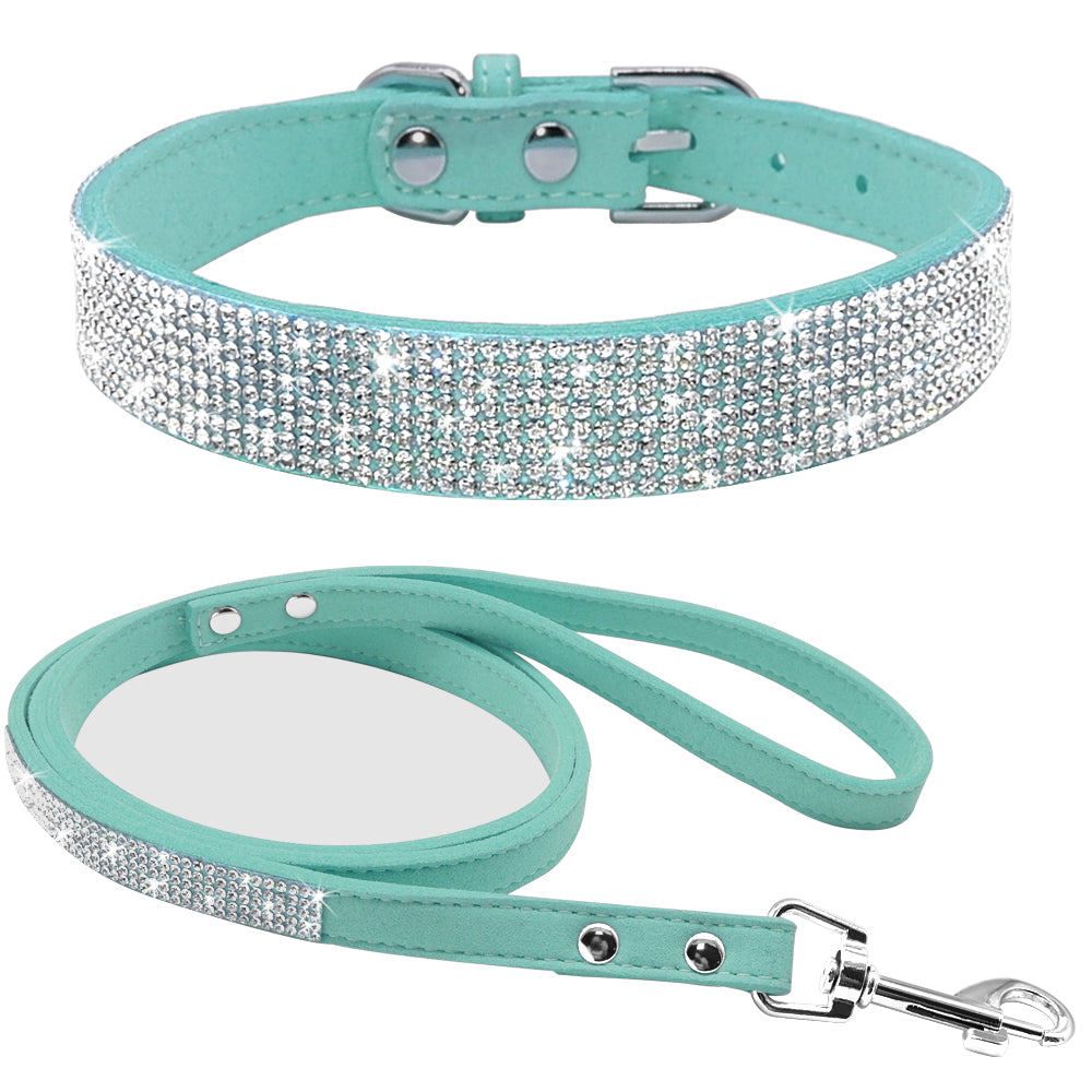 Rhinestone collar and leash set