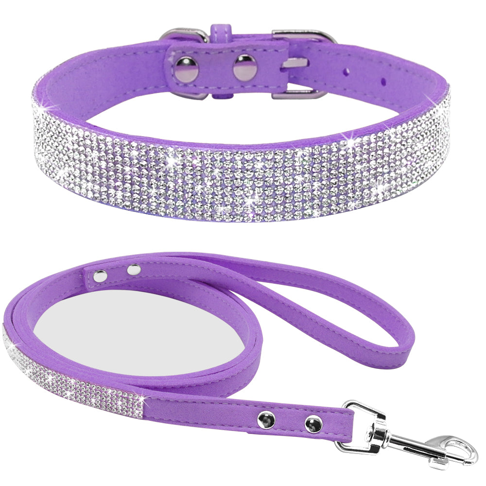 Rhinestone collar and leash set