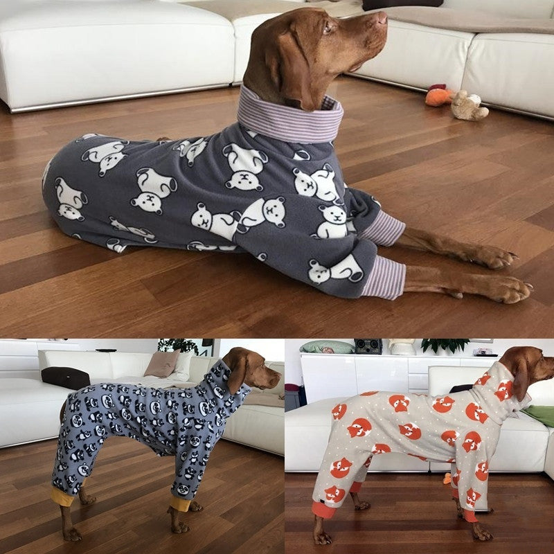 Dog Warm Clothes High Collar Printing Soft And Comfortable Pet Four-legged Clothing