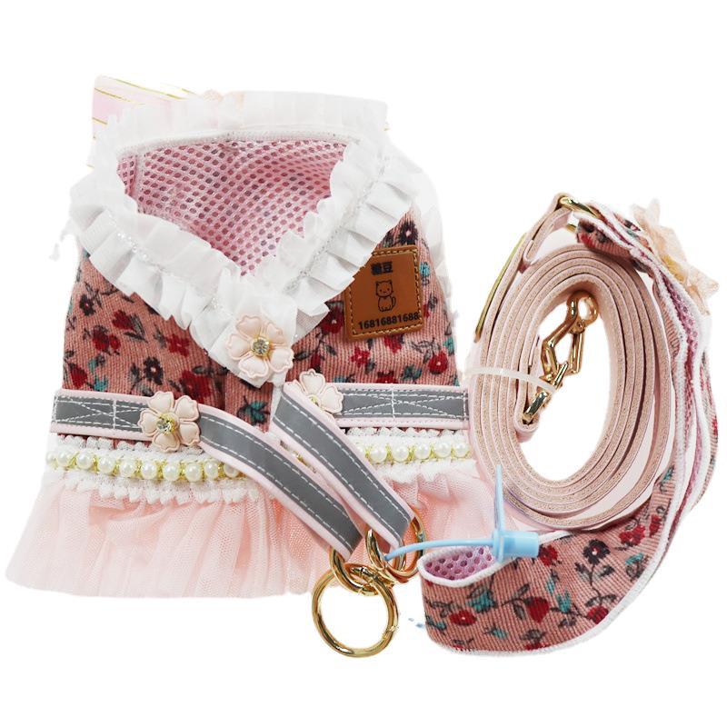Pink Leash and Harness Set