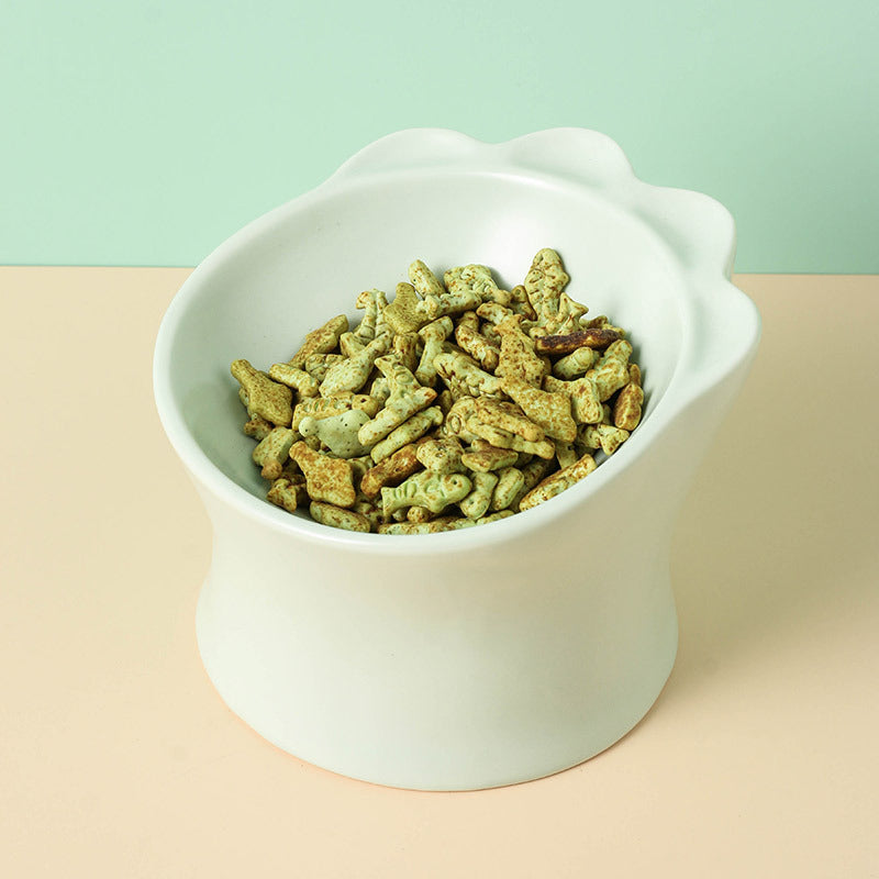 Raised Ceramic Pet Cat Food Bowl