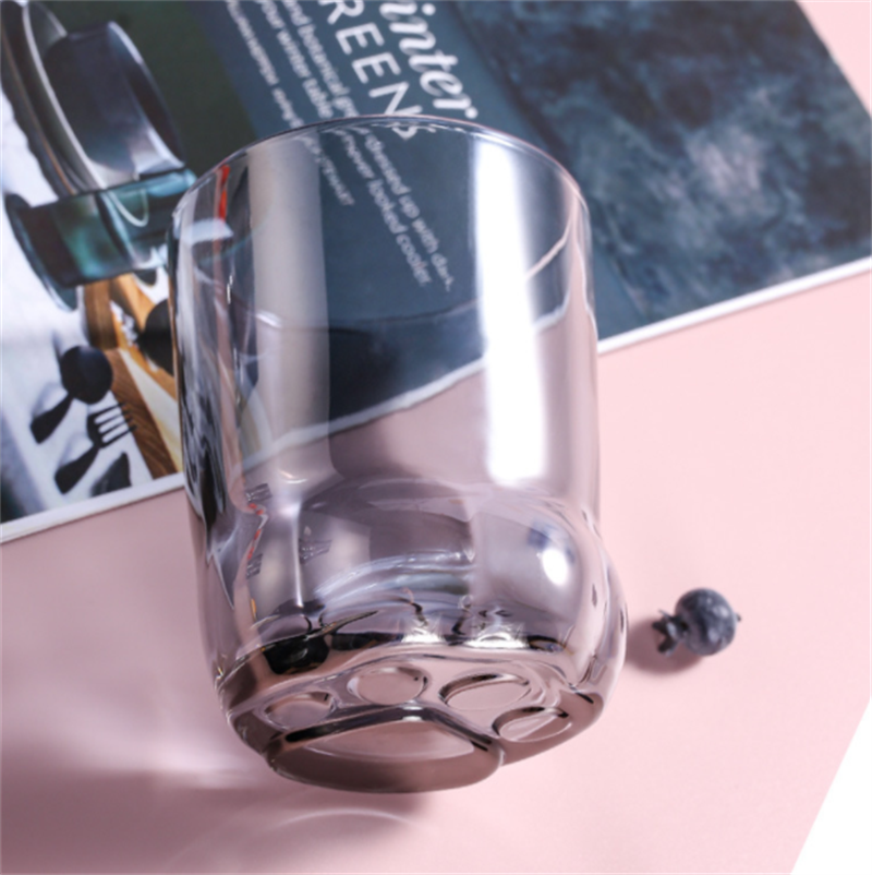 Frosted Glass Kitten Cat Paw Coffee Cup Mug Couples Water Bottle