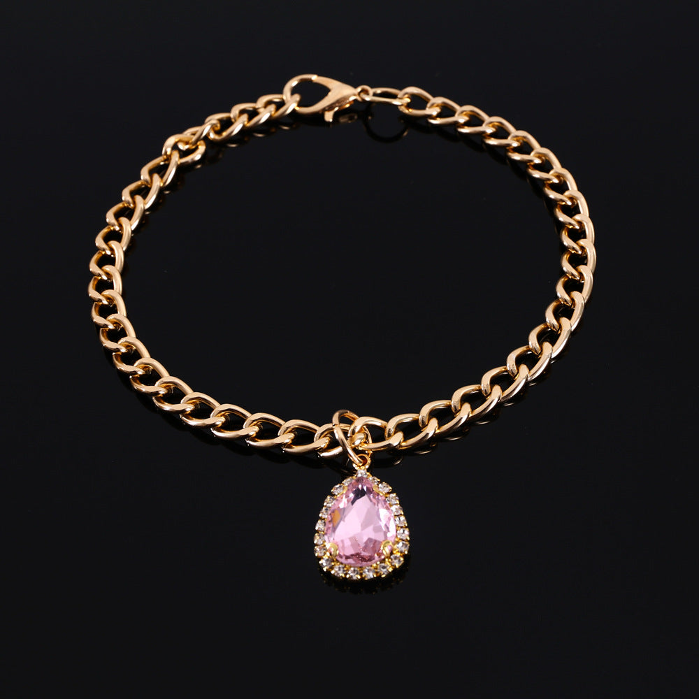 Metal Crystal Diamond Pendant Cat Collar