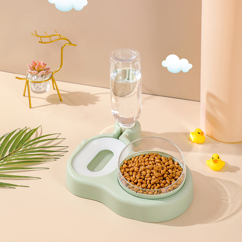 Double Bowl Automatic cat Bowl Feeder Cat Waterer