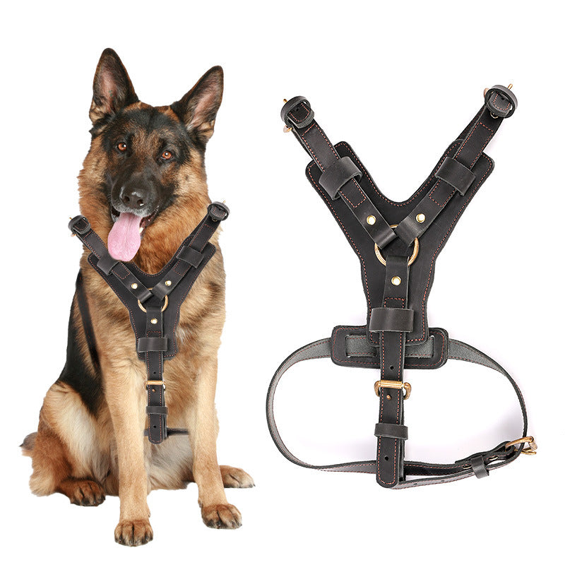 Cowhide Chest Back Dog Harness