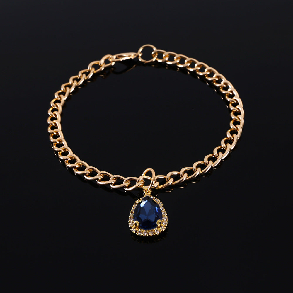 Metal Crystal Diamond Pendant Cat Collar
