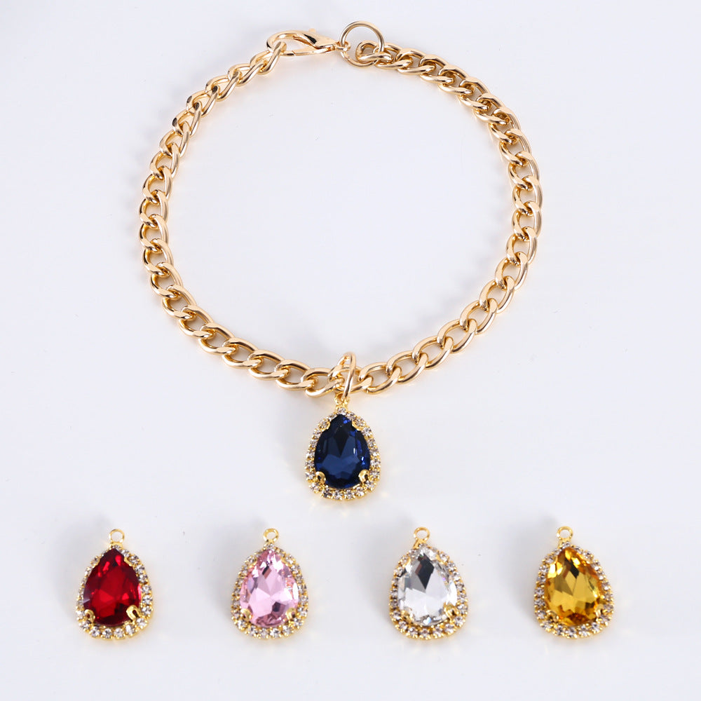Metal Crystal Diamond Pendant Cat Collar