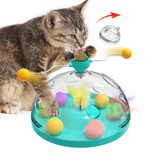 Meows Windmill Funny Cat Toys Interactive Multifunctional Turntable Pet Educational Toys With Catnip