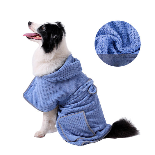 Soft Dog Bath Robe Towel With Adjustable Waistband