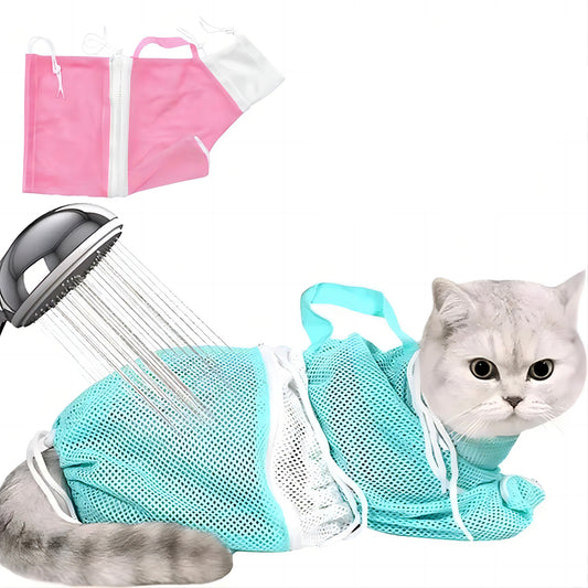 Cat Grooming Shower Bag Mesh Adjustable Multipurpose Pet Restraint Bag Prevent Scratching For Bathing Nail Trimming Anti-scratch
