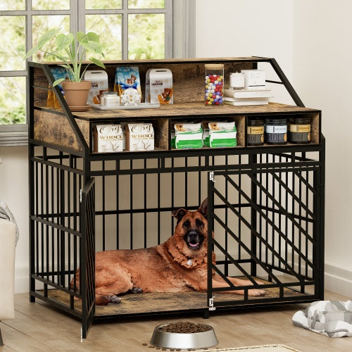 Bamboo Elevated Dog cage and Desk