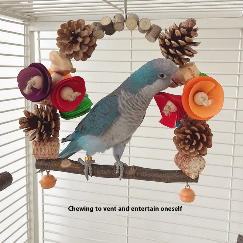 Parrot Swing Pine Nut Grinding Mouth Grinding Claw Log Bird Stand