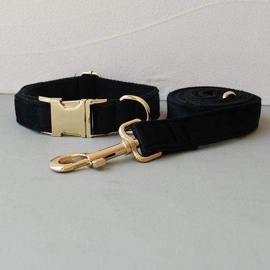 Double Layer Microfiber Rose Gold Buckle Collar Leash