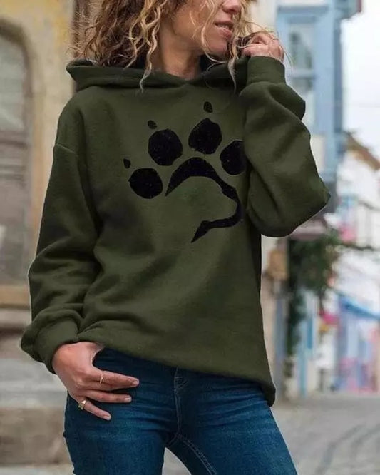 Printed cat paw casual sweater