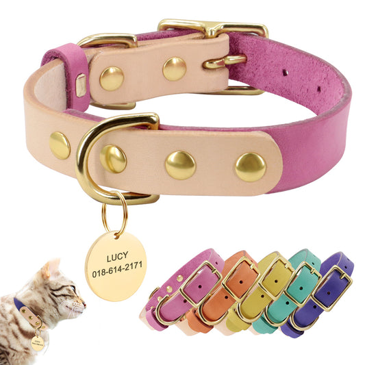 Personalized Custom Dog Cat Leather Collar