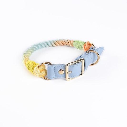 Cotton Rope Woven Leather Pet Leash Collar Se